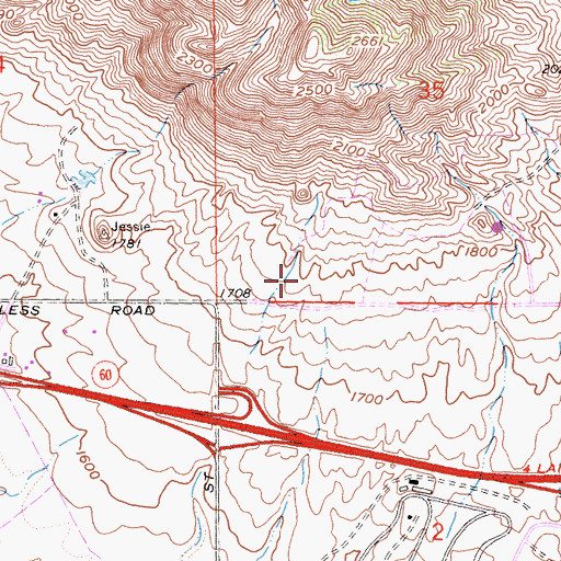 Topographic Map of Box Springs Elementary School, CA