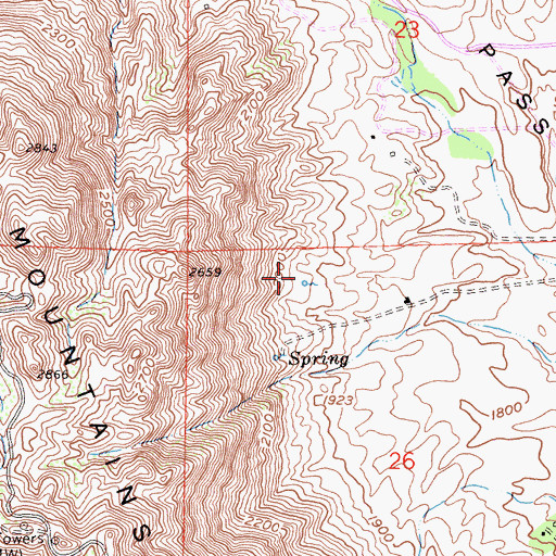 Topographic Map of Hidden Springs, CA