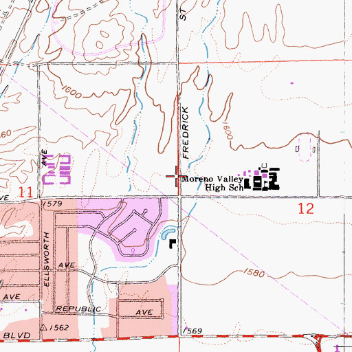Topographic Map of Moreno Valley Community Park, CA