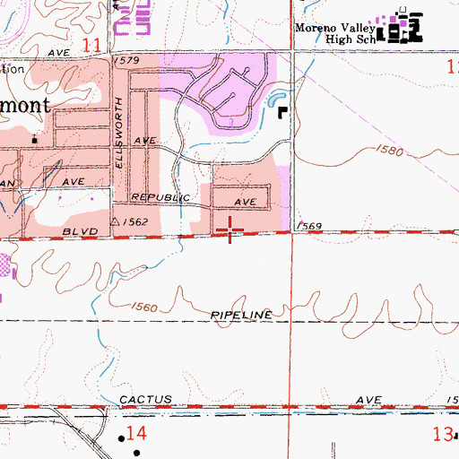 Topographic Map of Quinn African Methodist Episcopal Church, CA
