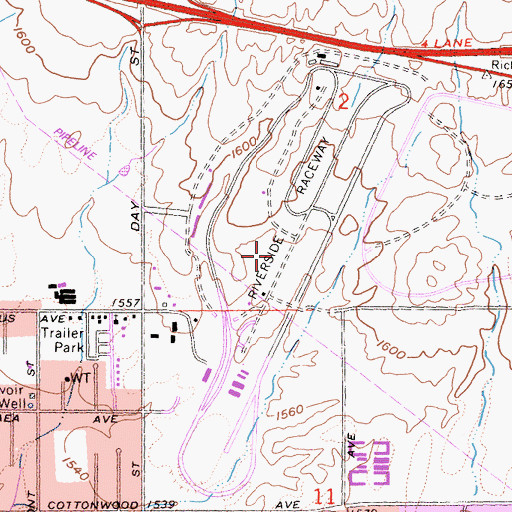 Topographic Map of Riverside International Raceway, CA