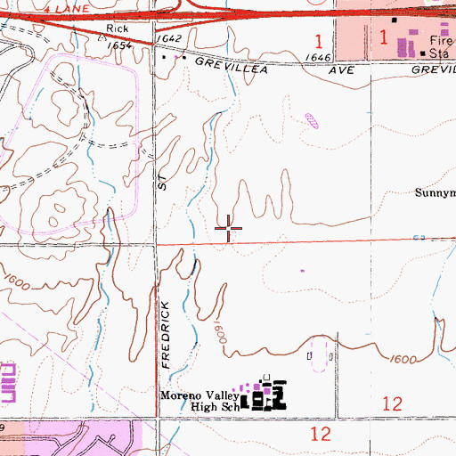 Topographic Map of Sunnymeadows Elementary School, CA