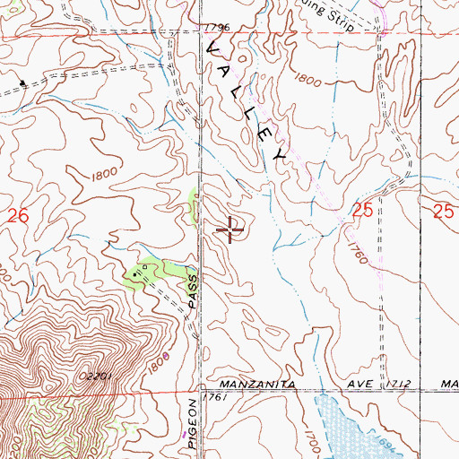 Topographic Map of Vista Heights Middle School, CA