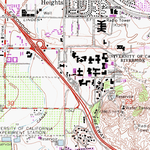 Topographic Map of Watkins Hall, CA