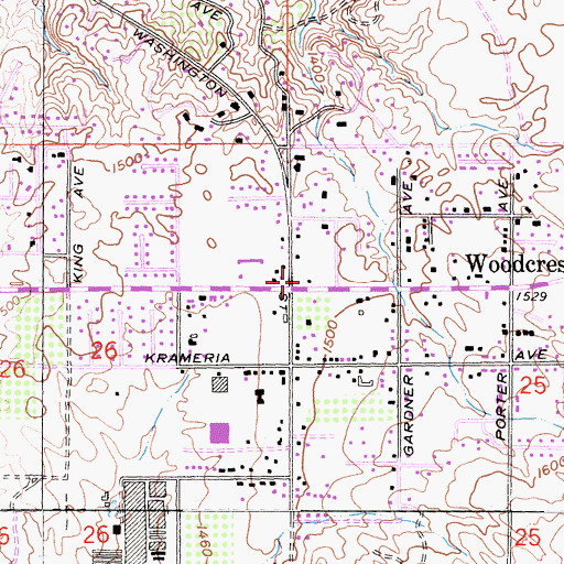 Topographic Map of Woodcrest Plaza Shopping Center, CA