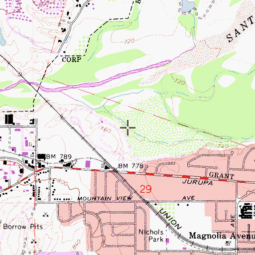 Topographic Map of Anza Narrows Park, CA