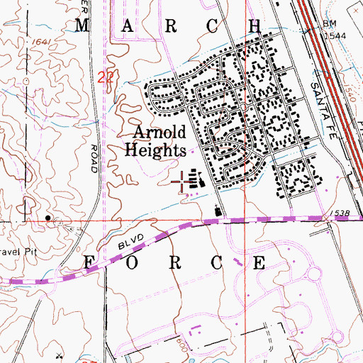 Topographic Map of Arnold Heights Elementary School, CA