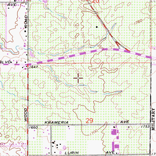 Topographic Map of Bergmont Park, CA