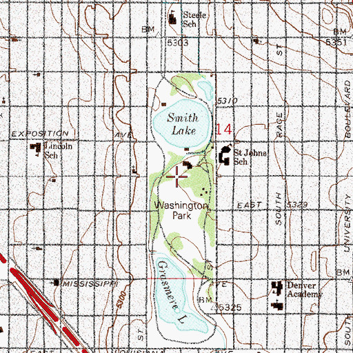 Topographic Map of Washington Park, CO