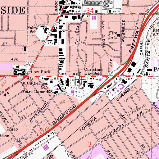 Topographic Map of Fellowship Baptist Church, CA