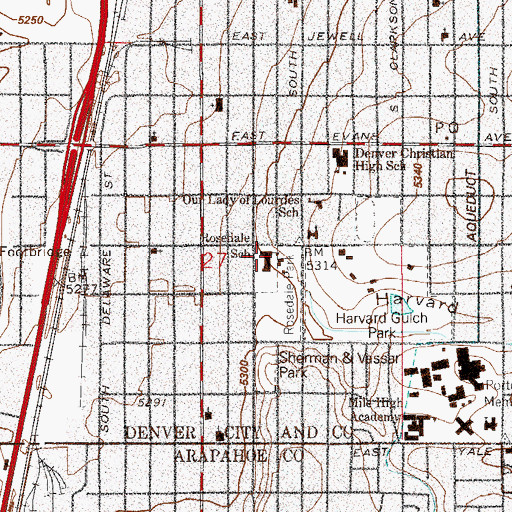 Topographic Map of Rosedale Elementary School (historical), CO