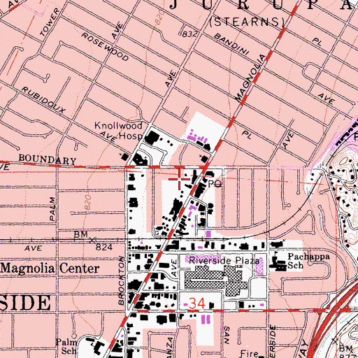 Topographic Map of Magnolia Town Center Shopping Center, CA