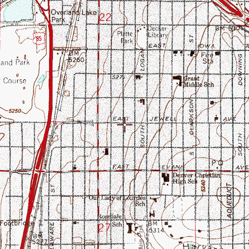 Topographic Map of Rosedale Park, CO