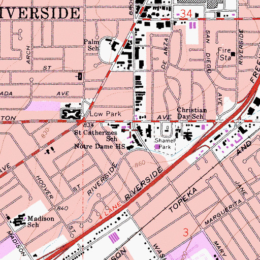 Topographic Map of Saint Catherines Catholic Church, CA