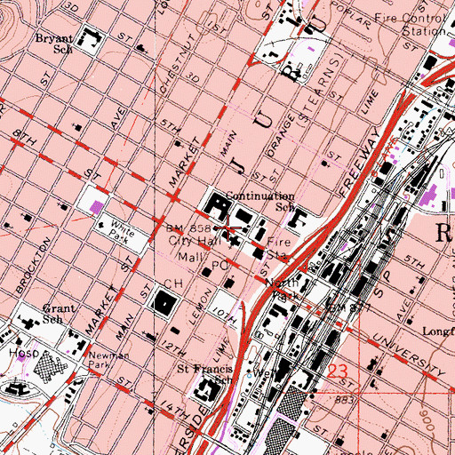 Topographic Map of All Souls Universalist Church, CA