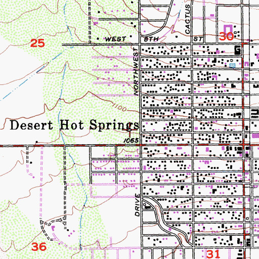 Topographic Map of Desert Hot Springs City Hall, CA