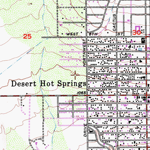 Topographic Map of Desert Hot Springs Elementary School, CA