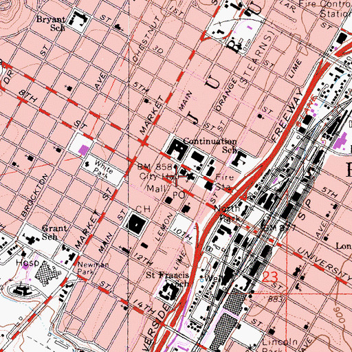 Topographic Map of First Congregational Church, CA