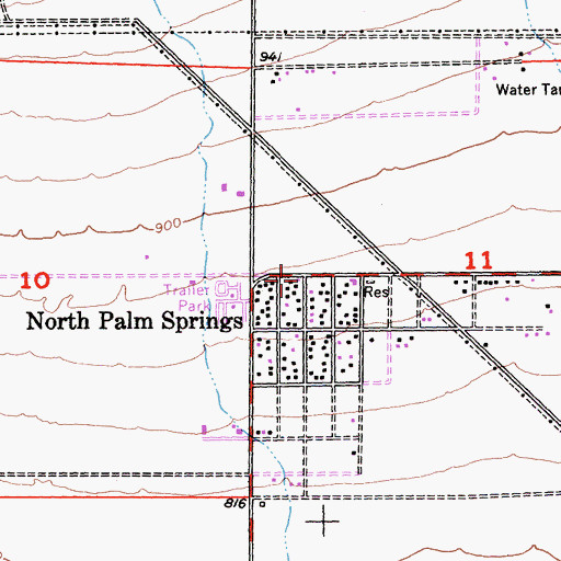 Topographic Map of North Palm Springs Post Office, CA