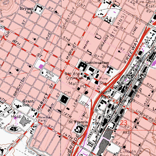 Topographic Map of Riverside Art Museum, CA