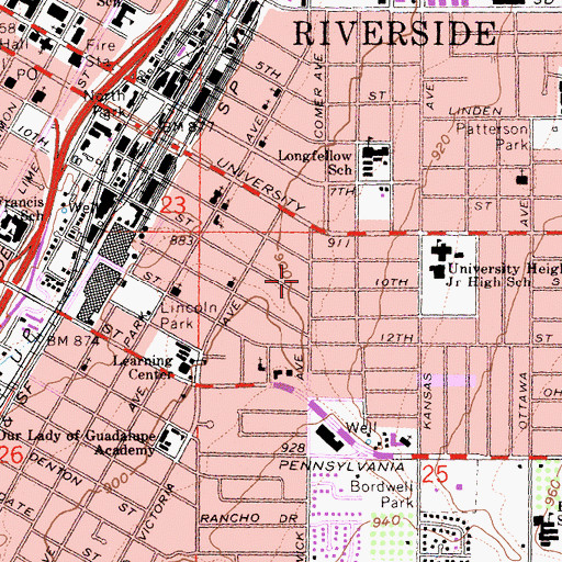 Topographic Map of Saint John Missionary Baptist Church, CA