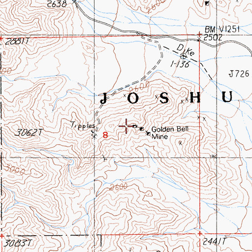 Topographic Map of Silver Bell Mine, CA