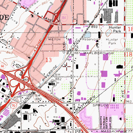 Topographic Map of Amos Temple Christian Church, CA