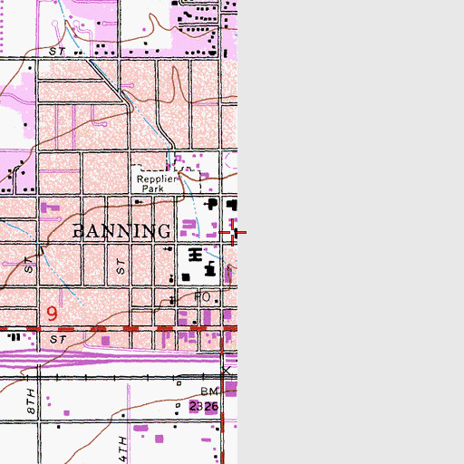 Topographic Map of Banning High School, CA