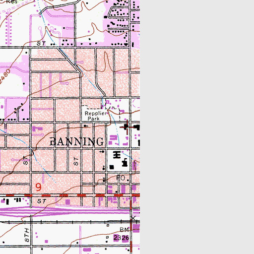 Topographic Map of Banning Public Library, CA