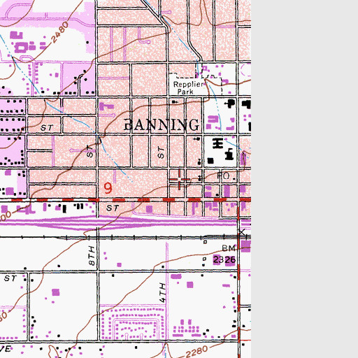 Topographic Map of Banning United Methodist Church, CA
