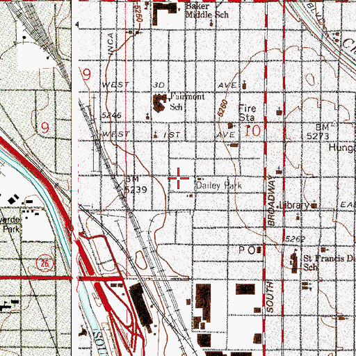 Topographic Map of Dailey Park, CO