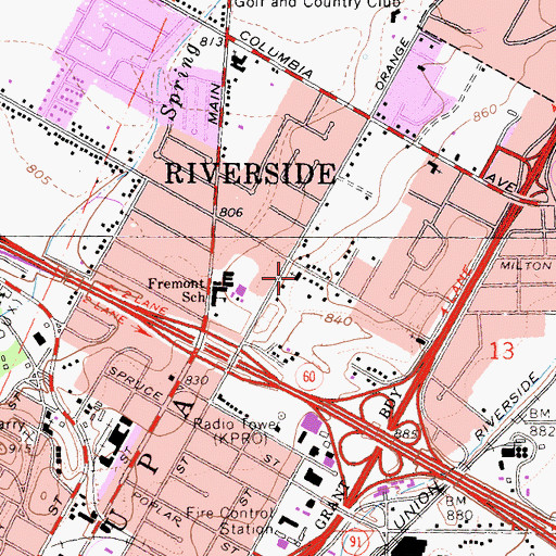 Topographic Map of Calvary Baptist Church, CA