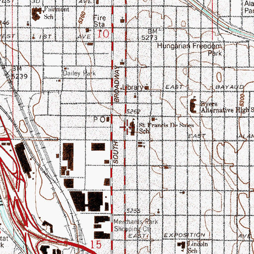 Topographic Map of Saint Francis de Sales School, CO