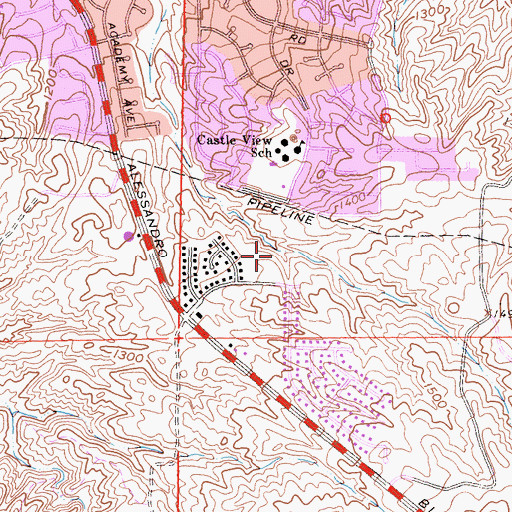 Topographic Map of Castleview Park, CA