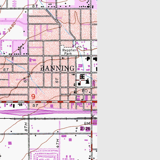 Topographic Map of Central Elementary School, CA