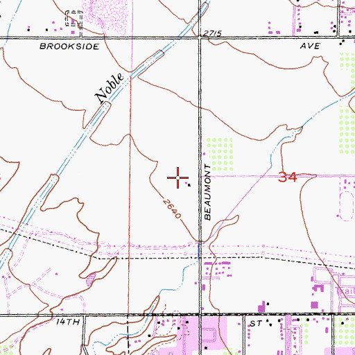 Topographic Map of Cherry Valley Baptist Church, CA