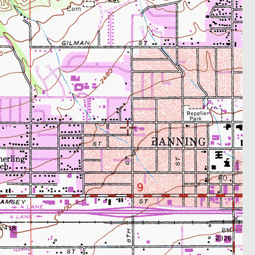 Topographic Map of Church of the Nazarene, CA