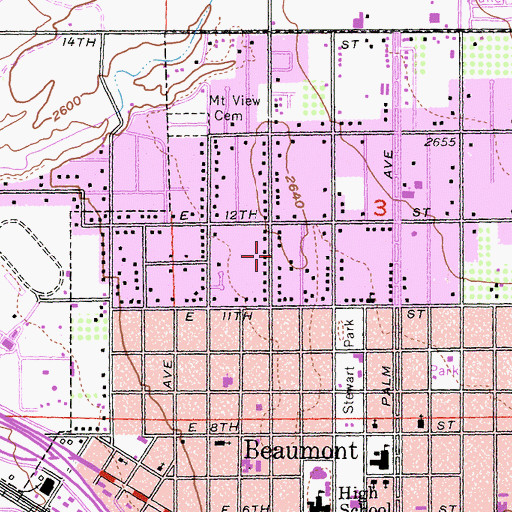 Topographic Map of First Assembly of God Church, CA