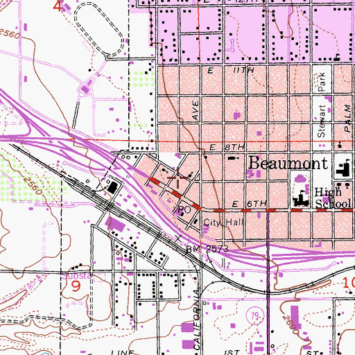Topographic Map of First Christian Church, CA