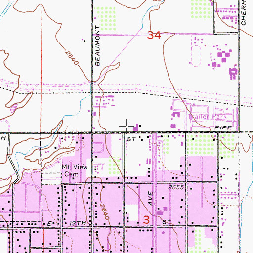 Topographic Map of First Southern Baptist Church, CA