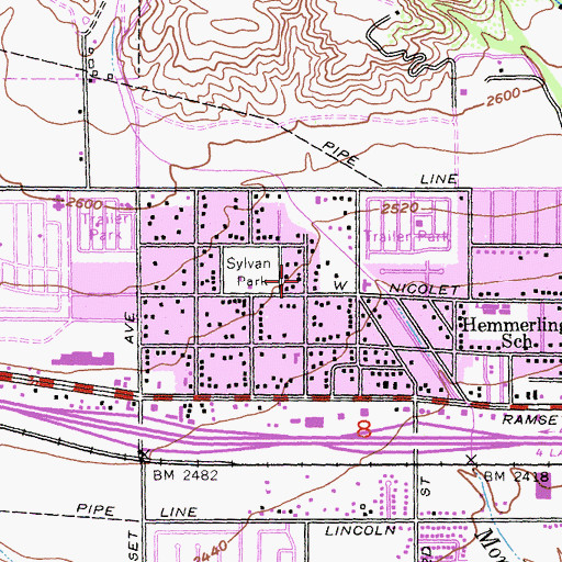 Topographic Map of First Southern Baptist Church, CA