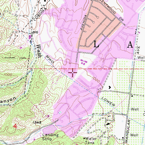 Topographic Map of Border Park, CA