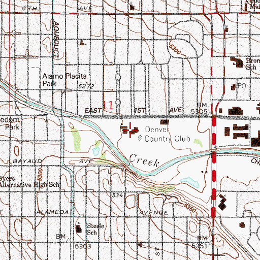 Topographic Map of Denver Country Club, CO