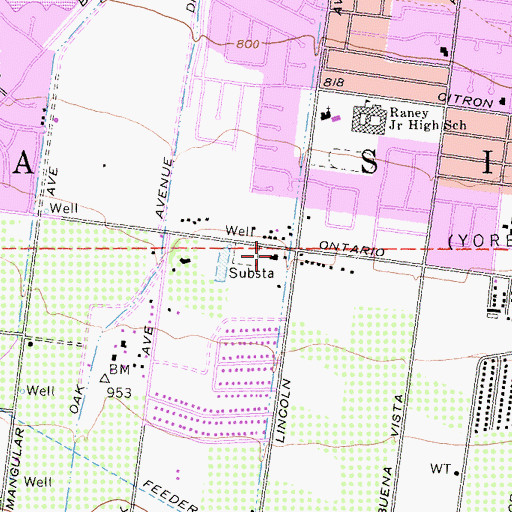 Topographic Map of Faith Baptist Church, CA