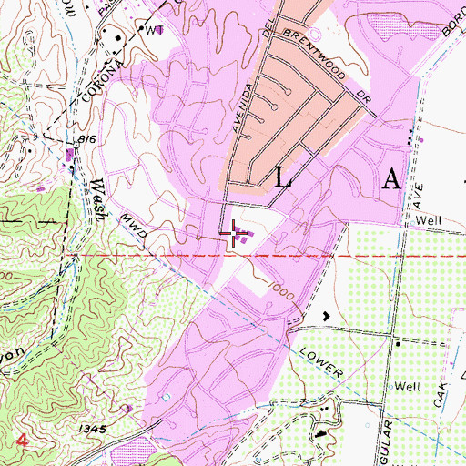 Topographic Map of John Adams Elementary School, CA