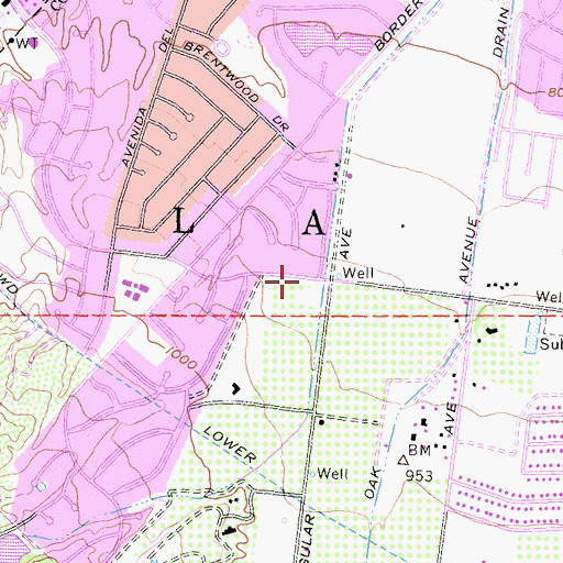 Topographic Map of Mangwar Park, CA