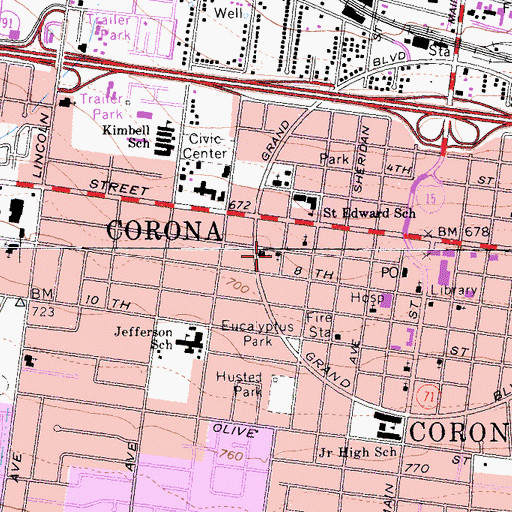 Topographic Map of Marantha Baptist Church, CA