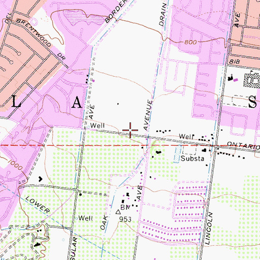 Topographic Map of Ontario Park, CA