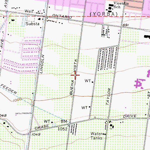 Topographic Map of Susan B Anthony Elementary School, CA