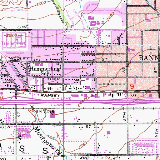 Topographic Map of Our Saviors Lutheran Church, CA
